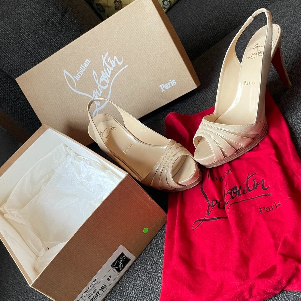 Christian Louboutin Tre Jojo 100/KID leather slingback pump size 37.0